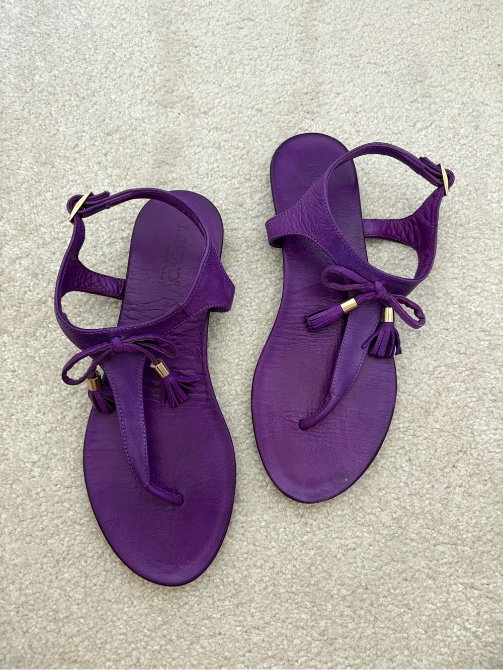 Inuovo Purple Leather Sandals - Picture 5 of 9